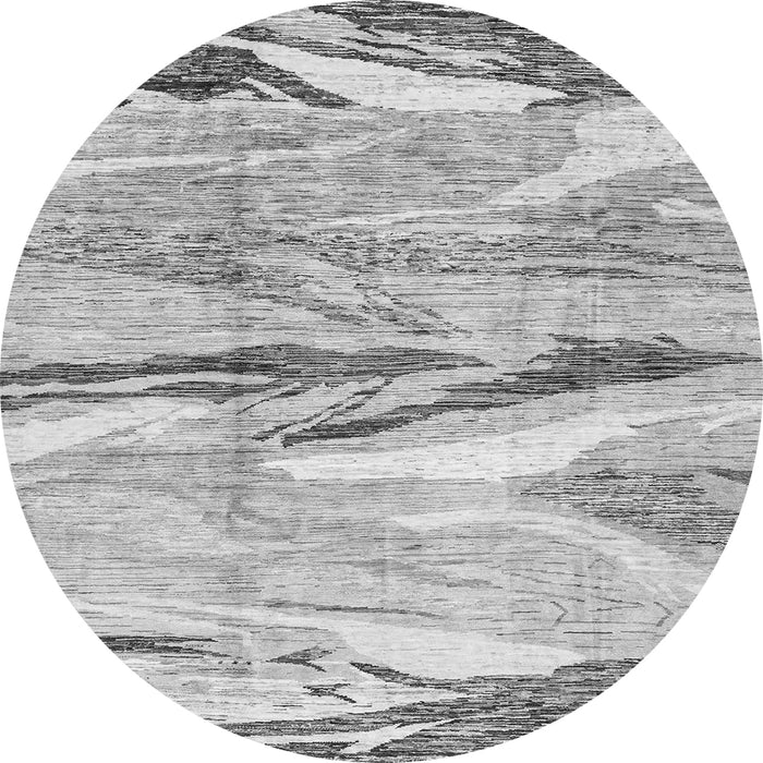 Round Machine Washable Abstract Gray Modern Rug, wshabs3298gry