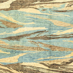 Square Abstract Dark Almond Brown Modern Rug, abs3298