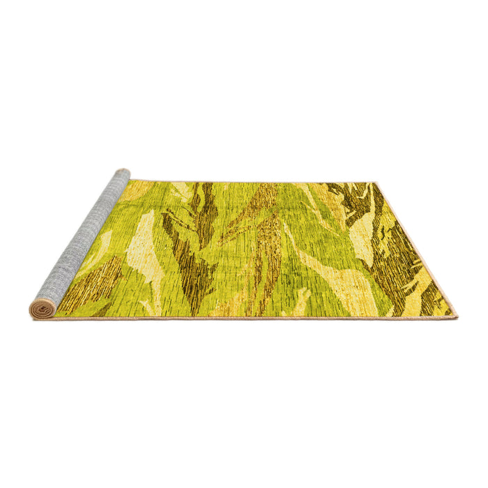 Sideview of Machine Washable Abstract Yellow Modern Rug, wshabs3298yw