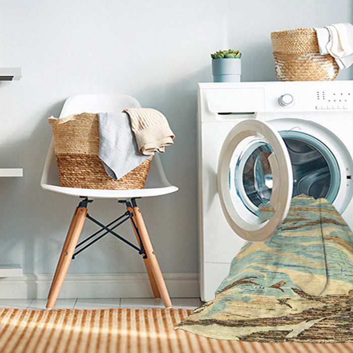 Machine Washable Abstract Dark Almond Brown Rug in a Washing Machine, wshabs3298