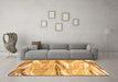 Machine Washable Abstract Orange Modern Area Rugs in a Living Room, wshabs3298org