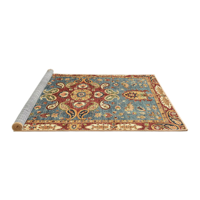 Sideview of Machine Washable Abstract Brown Green Rug, wshabs3299