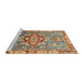 Sideview of Machine Washable Abstract Brown Green Rug, wshabs3299