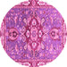 Round Geometric Pink Traditional Rug, abs3299pnk