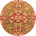 Round Geometric Orange Traditional Rug, abs3299org