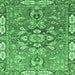 Square Machine Washable Geometric Emerald Green Traditional Area Rugs, wshabs3299emgrn