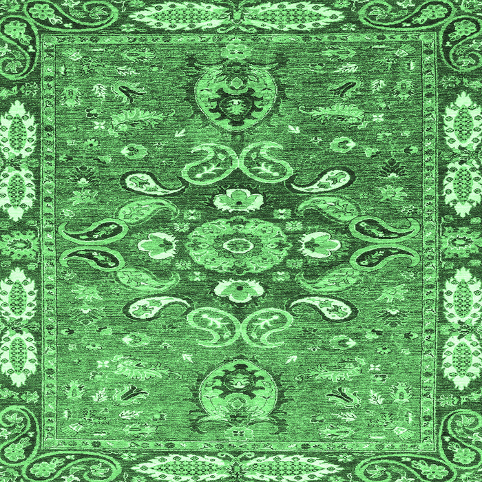 Square Geometric Emerald Green Traditional Rug, abs3299emgrn