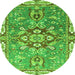 Round Geometric Green Traditional Rug, abs3299grn