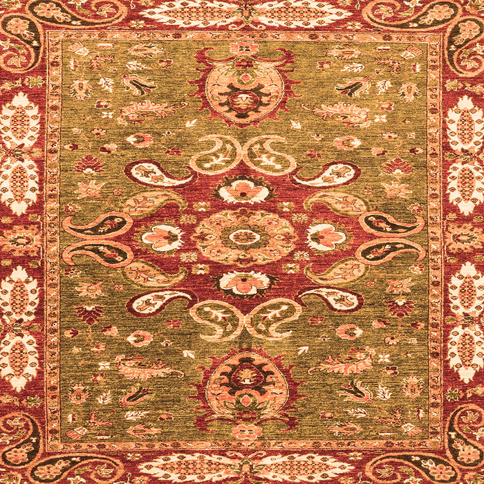 Square Machine Washable Geometric Orange Traditional Area Rugs, wshabs3299org