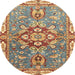 Round Abstract Brownish Green Geometric Rug, abs3299