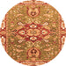 Round Machine Washable Geometric Orange Traditional Area Rugs, wshabs3299org