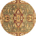 Round Geometric Brown Traditional Rug, abs3299brn