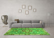 Machine Washable Geometric Green Traditional Area Rugs in a Living Room,, wshabs3299grn