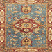 Square Abstract Brownish Green Geometric Rug, abs3299