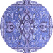 Round Geometric Blue Traditional Rug, abs3299blu