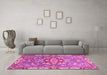 Machine Washable Geometric Pink Traditional Rug in a Living Room, wshabs3299pnk