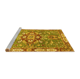 Sideview of Machine Washable Geometric Yellow Traditional Rug, wshabs3299yw