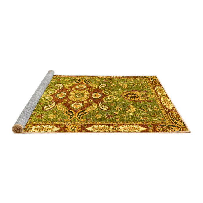 Sideview of Machine Washable Geometric Yellow Traditional Rug, wshabs3299yw