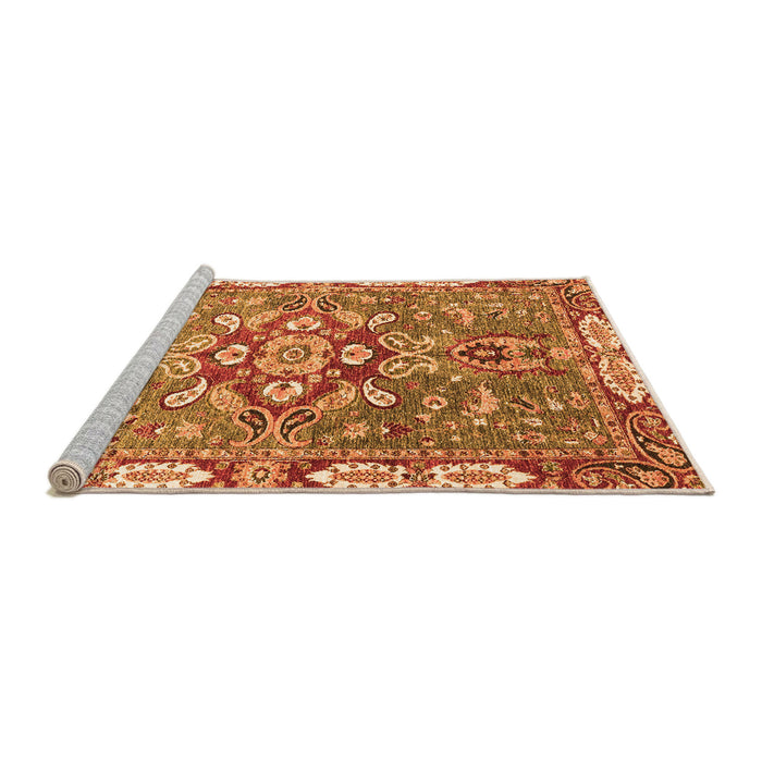 Sideview of Machine Washable Geometric Orange Traditional Area Rugs, wshabs3299org