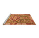 Sideview of Machine Washable Geometric Orange Traditional Area Rugs, wshabs3299org