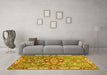 Machine Washable Geometric Yellow Traditional Rug in a Living Room, wshabs3299yw