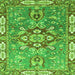 Square Machine Washable Geometric Green Traditional Area Rugs, wshabs3299grn