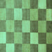 Square Machine Washable Checkered Turquoise Modern Area Rugs, wshabs329turq