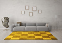 Machine Washable Checkered Yellow Modern Rug, wshabs329yw