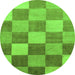 Round Checkered Green Modern Rug, abs329grn