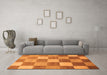 Machine Washable Checkered Orange Modern Area Rugs in a Living Room, wshabs329org