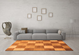 Machine Washable Checkered Orange Modern Area Rugs in a Living Room, wshabs329org
