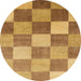 Round Abstract Sedona Brown Checkered Rug, abs329