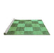 Sideview of Machine Washable Checkered Turquoise Modern Area Rugs, wshabs329turq