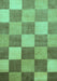 Machine Washable Checkered Turquoise Modern Area Rugs, wshabs329turq