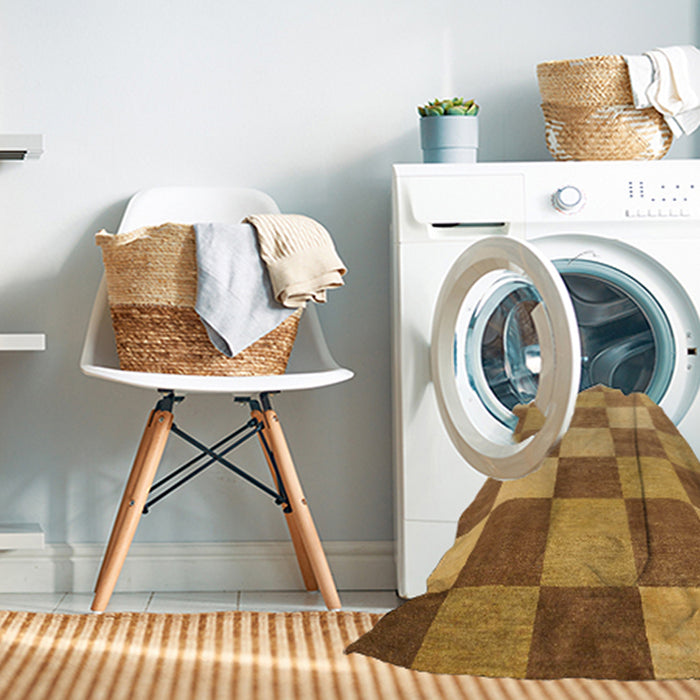 Machine Washable Abstract Sedona Brown Rug in a Washing Machine, wshabs329