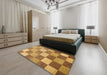 Abstract Sedona Brown Checkered Rug in a Bedroom, abs329