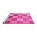 Sideview of Machine Washable Checkered Pink Modern Rug, wshabs329pnk