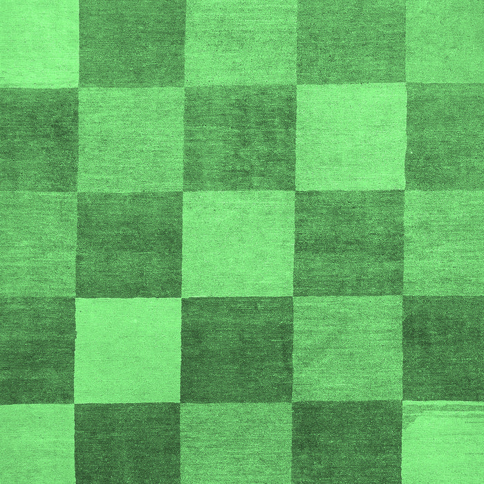 Machine Washable Checkered Emerald Green Modern Area Rugs, wshabs329emgrn