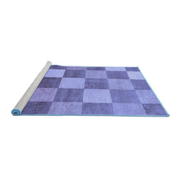 Sideview of Machine Washable Checkered Blue Modern Rug, wshabs329blu