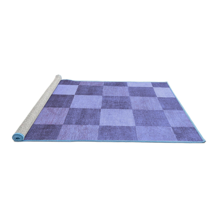 Sideview of Machine Washable Checkered Blue Modern Rug, wshabs329blu