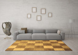 Machine Washable Checkered Brown Modern Rug in a Living Room,, wshabs329brn