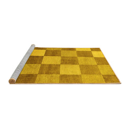 Sideview of Machine Washable Checkered Yellow Modern Rug, wshabs329yw