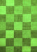Machine Washable Checkered Green Modern Area Rugs, wshabs329grn
