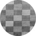 Round Machine Washable Checkered Gray Modern Rug, wshabs329gry