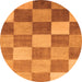 Round Machine Washable Checkered Orange Modern Area Rugs, wshabs329org