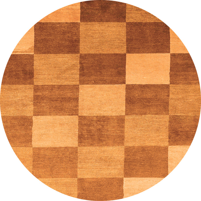 Round Checkered Orange Modern Rug, abs329org