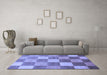 Machine Washable Checkered Blue Modern Rug in a Living Room, wshabs329blu