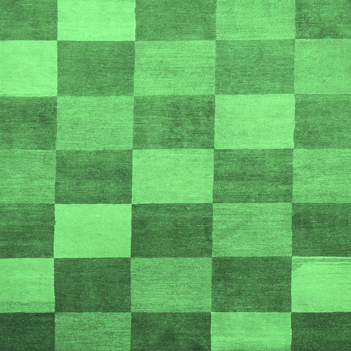 Square Machine Washable Checkered Emerald Green Modern Area Rugs, wshabs329emgrn