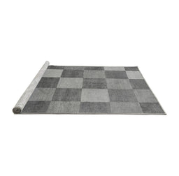 Sideview of Machine Washable Checkered Gray Modern Rug, wshabs329gry