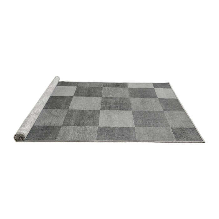 Sideview of Machine Washable Checkered Gray Modern Rug, wshabs329gry